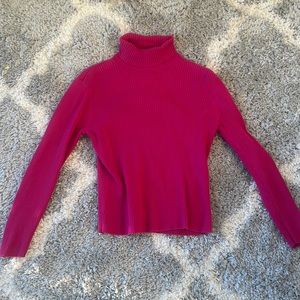 Vintage Casual Corner Hot Pink Ribbed Turtle neck Medium